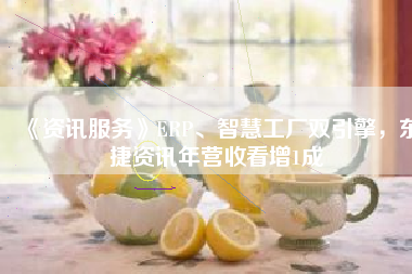 《資訊服務(wù)》ERP、智慧工廠雙引擎，東捷資訊年?duì)I收看增1成
