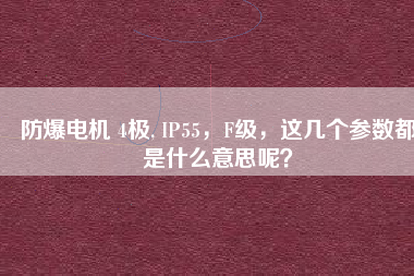 防爆電機 4極, IP55，F(xiàn)級，這幾個參數(shù)都是什么意思呢？